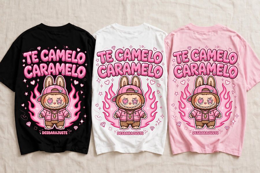 Camiseta Desbarajuste, espalda Te camelo caramelo